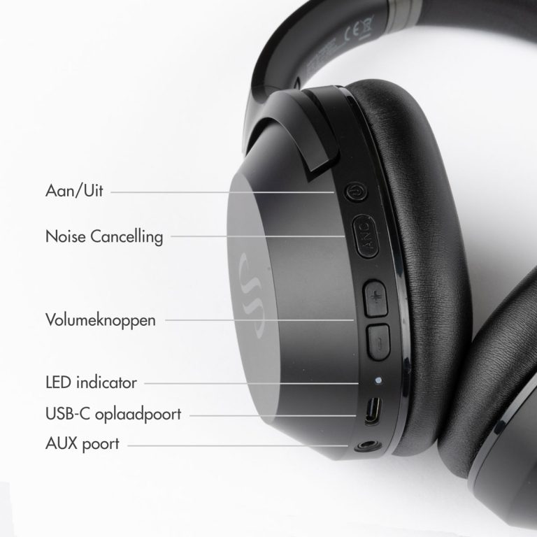 Selencia Urban Play Draadloze Koptelefoon - Active Noise Cancelling (ANC) - Met Opbergcase - Midnight Black - Afbeelding 5