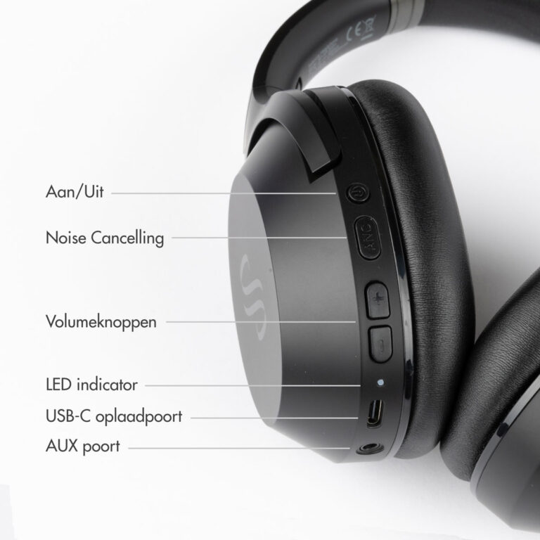 Selencia Urban Play Draadloze Koptelefoon - Active Noise Cancelling (ANC) - Met Opbergcase - Midnight Black - Afbeelding 5