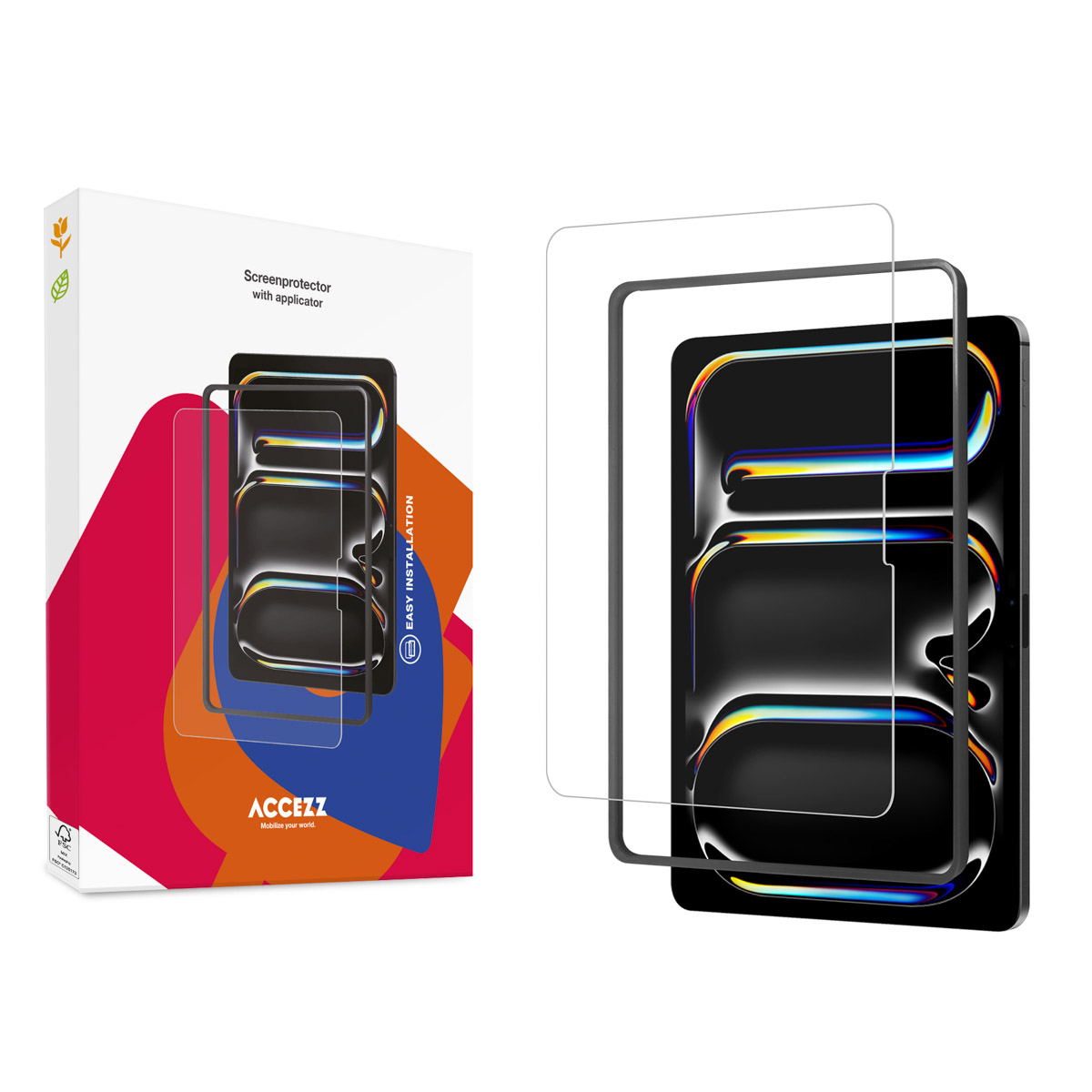 Accezz Glass screenprotector + Applicator Apple iPad Air 13 inch (2025) M3 / (2024) M2 - Afbeelding 2