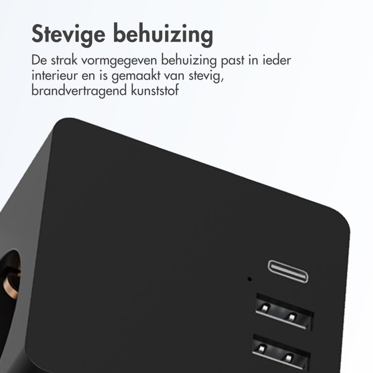 Accezz PowerCube | 6-in-1 - 1x USB-C + 2x USB-A + 3x stopcontact - 4000 watt - Zwart - Afbeelding 6
