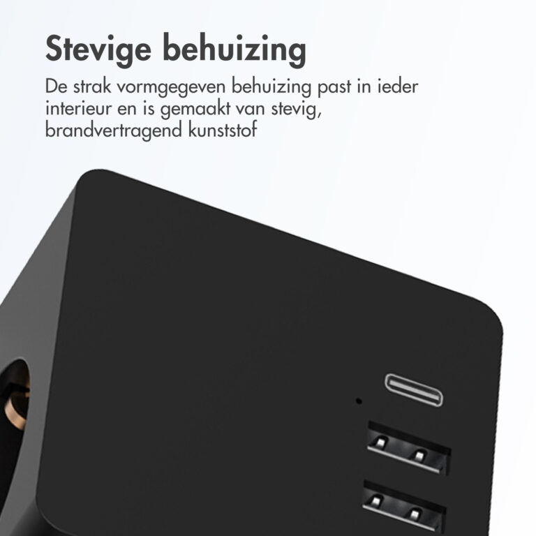 Accezz PowerCube | 6-in-1 - 1x USB-C + 2x USB-A + 3x stopcontact - 4000 watt - Zwart - Afbeelding 6