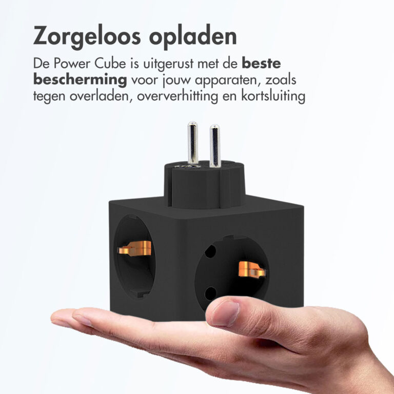 Accezz PowerCube | 6-in-1 - 1x USB-C + 2x USB-A + 3x stopcontact - 4000 watt - Zwart - Afbeelding 3