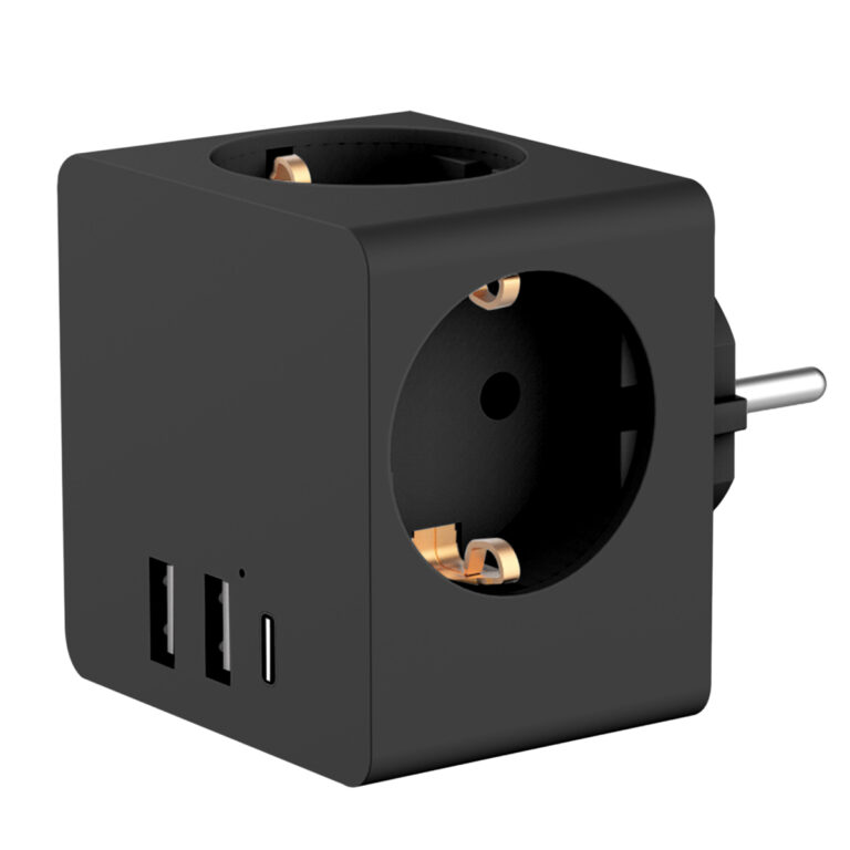 Accezz PowerCube | 6-in-1 - 1x USB-C + 2x USB-A + 3x stopcontact - 4000 watt - Zwart - Afbeelding 10