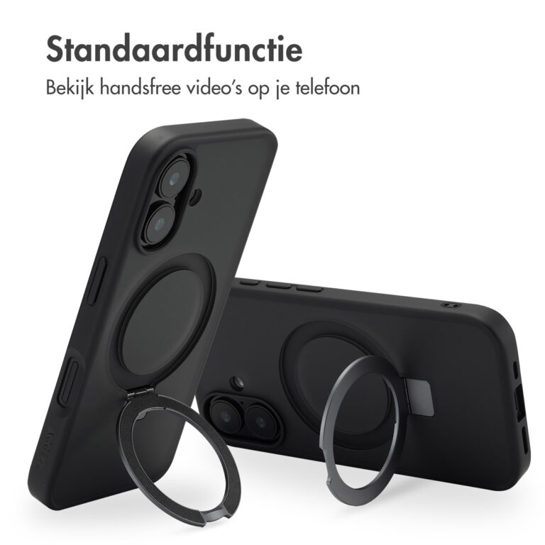 Accezz Ring Stand Backcover met MagSafe Apple iPhone 16 - Zwart - Afbeelding 6