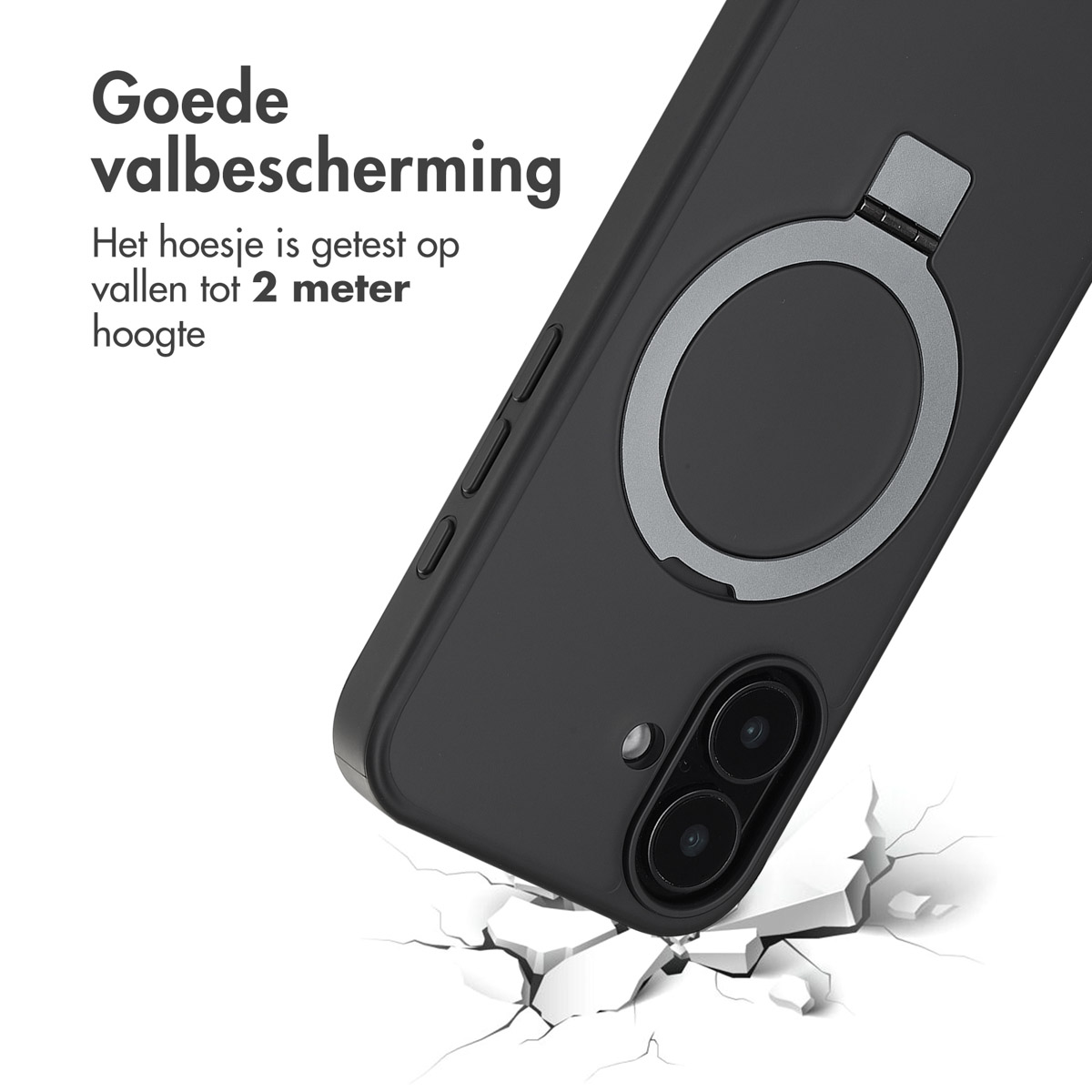 Accezz Ring Stand Backcover met MagSafe Apple iPhone 16 - Zwart - Afbeelding 6