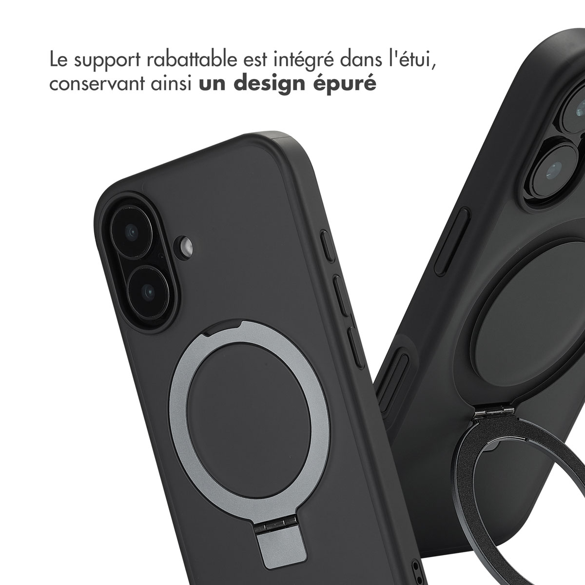 Accezz Ring Stand Backcover met MagSafe Apple iPhone 16 - Zwart - Afbeelding 9