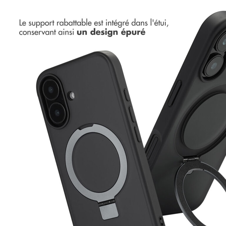 Accezz Ring Stand Backcover met MagSafe Apple iPhone 16 - Zwart - Afbeelding 7