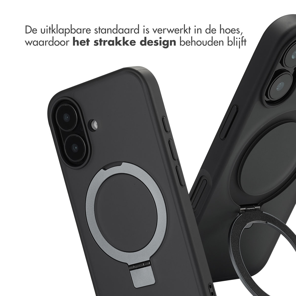 Accezz Ring Stand Backcover met MagSafe Apple iPhone 16 – Zwart