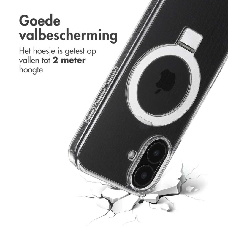 Accezz Ring Stand Backcover met MagSafe Apple iPhone 16 - Transparant - Afbeelding 5
