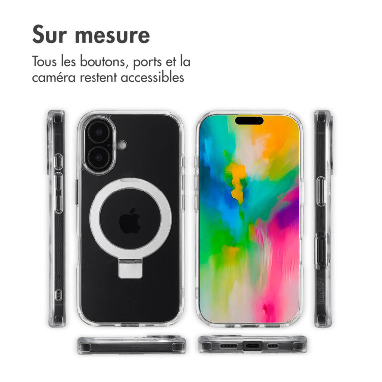 Accezz Ring Stand Backcover met MagSafe Apple iPhone 16 - Transparant - Afbeelding 10