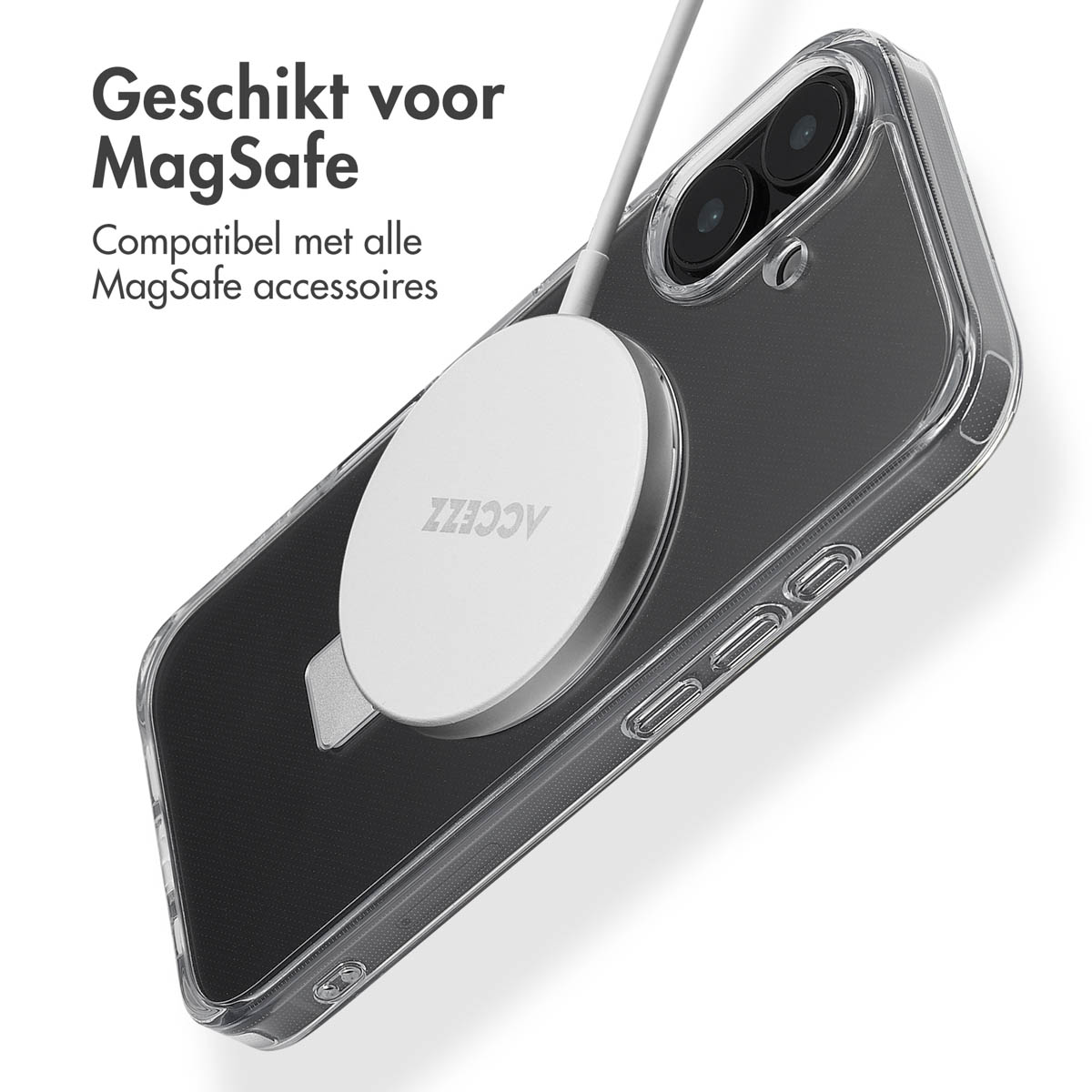 Accezz Ring Stand Backcover met MagSafe Apple iPhone 16 - Transparant - Afbeelding 3