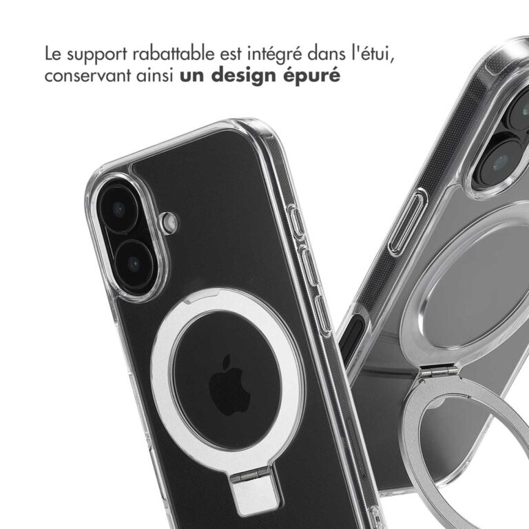 Accezz Ring Stand Backcover met MagSafe Apple iPhone 16 - Transparant - Afbeelding 7