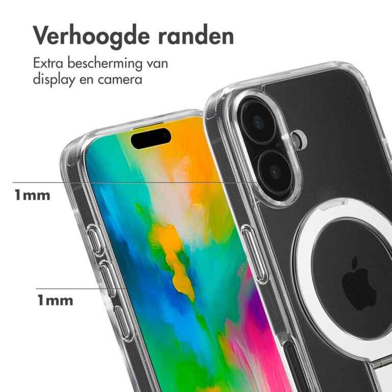 Accezz Ring Stand Backcover met MagSafe Apple iPhone 16 - Transparant - Afbeelding 2