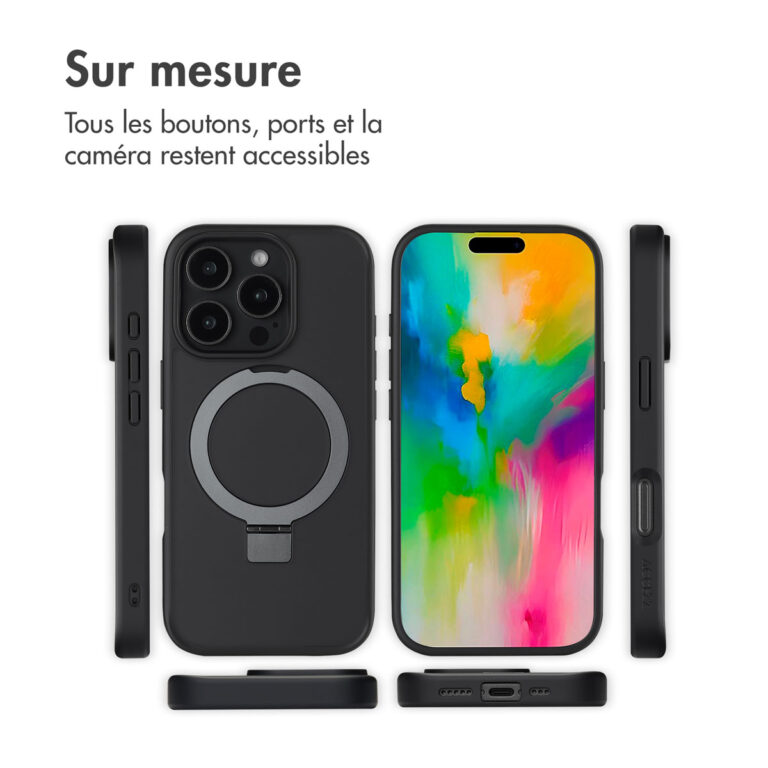Accezz Ring Stand Backcover met MagSafe Apple iPhone 16 Pro Max - Zwart - Afbeelding 10