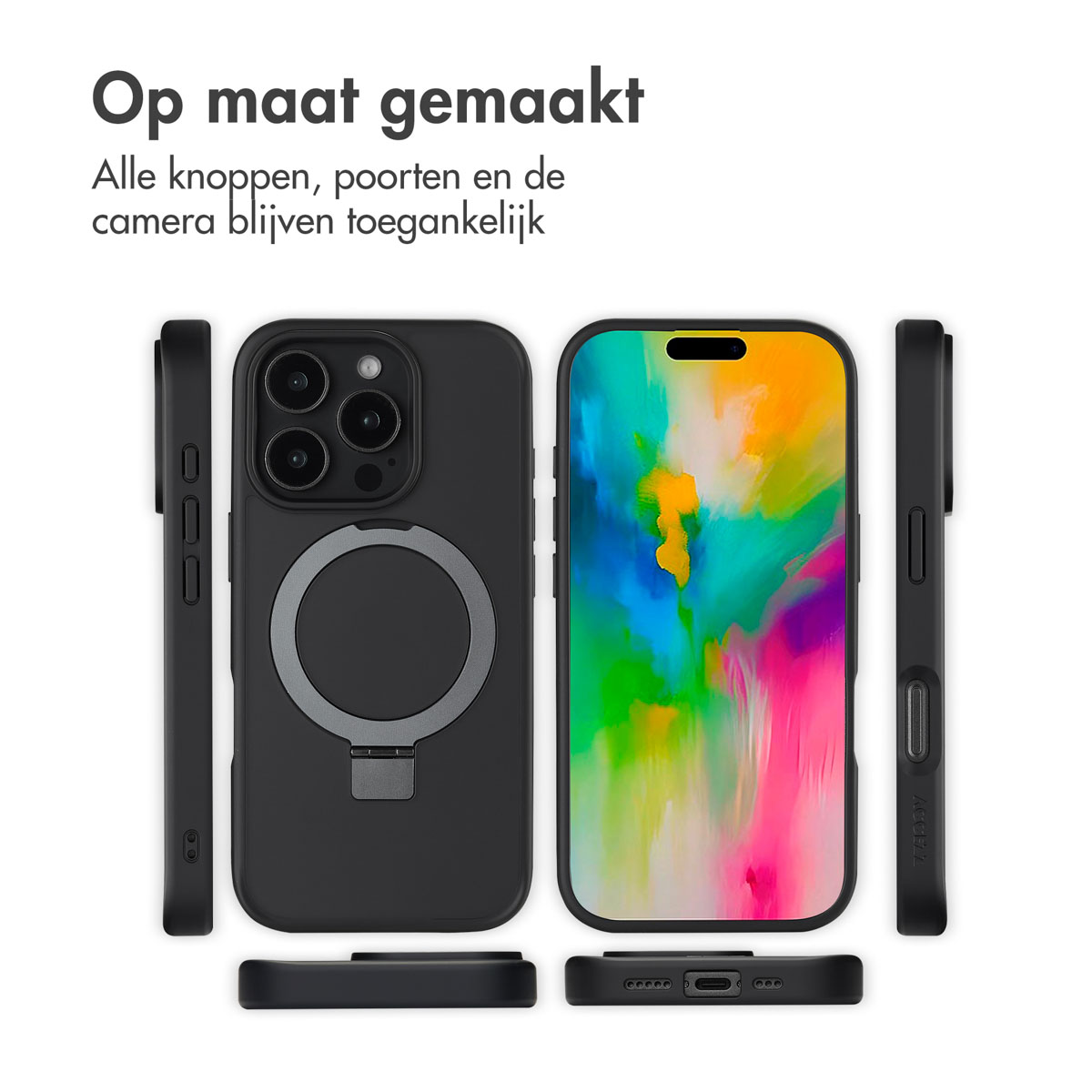 Accezz Ring Stand Backcover met MagSafe Apple iPhone 16 Pro Max - Zwart - Afbeelding 5