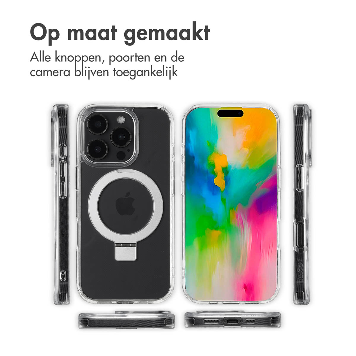 Accezz Ring Stand Backcover met MagSafe Apple iPhone 16 Pro Max - Transparant - Afbeelding 5