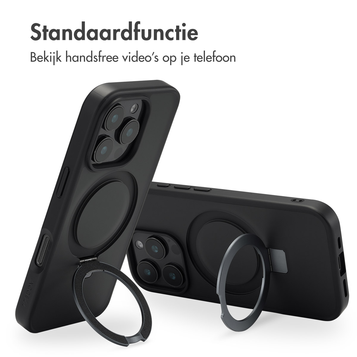 Accezz Ring Stand Backcover met MagSafe Apple iPhone 16 Pro - Zwart - Afbeelding 7