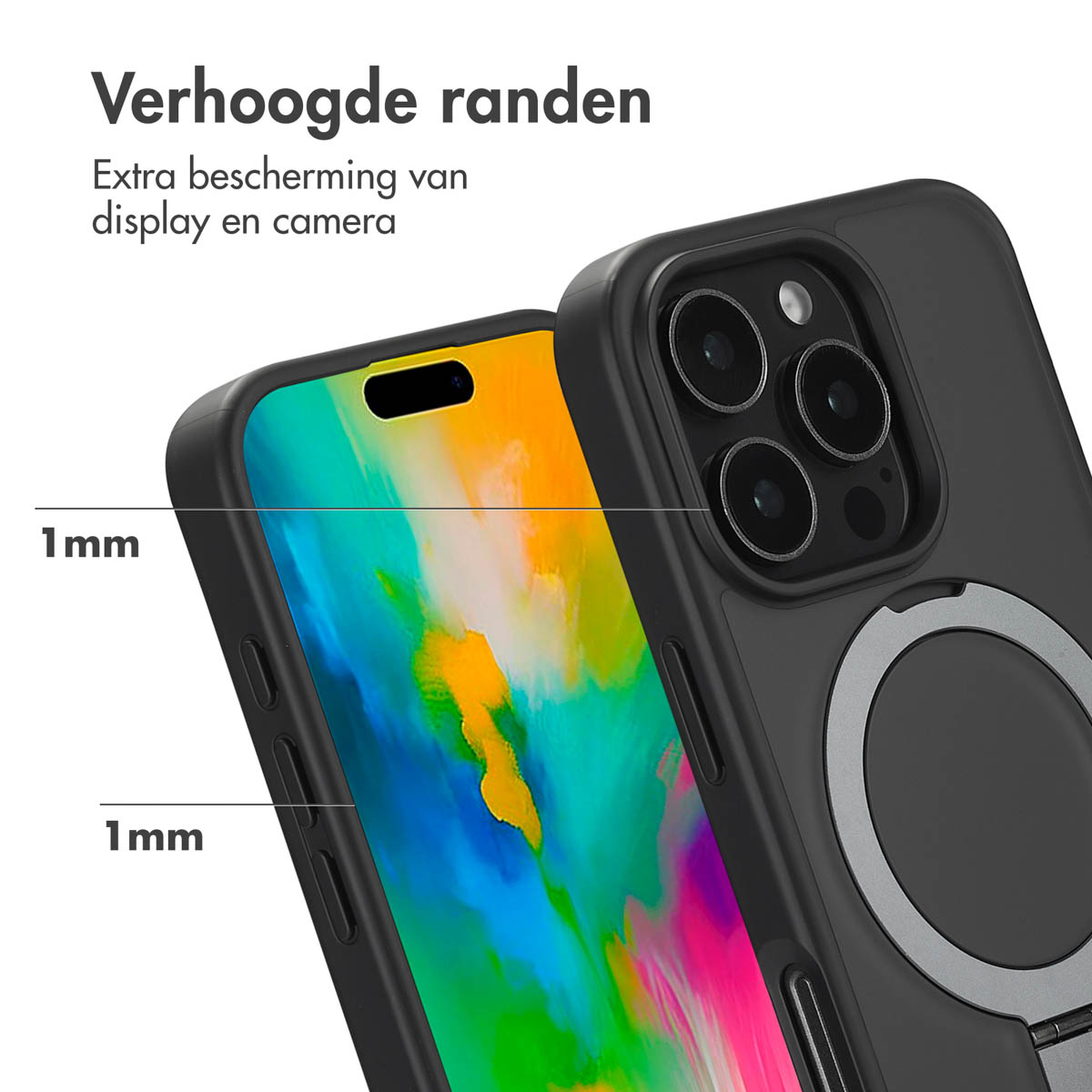 Accezz Ring Stand Backcover met MagSafe Apple iPhone 16 Pro - Zwart - Afbeelding 3