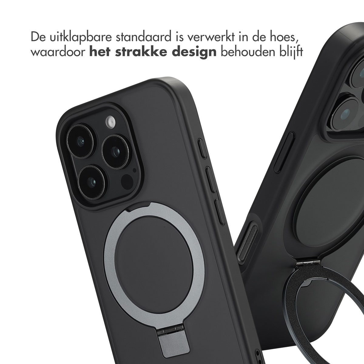 Accezz Ring Stand Backcover met MagSafe Apple iPhone 16 Pro – Zwart