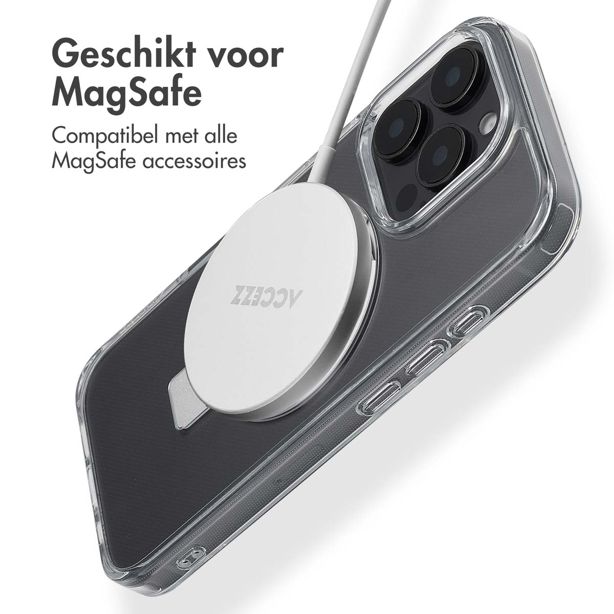 Accezz Ring Stand Backcover met MagSafe Apple iPhone 16 Pro - Transparant - Afbeelding 4