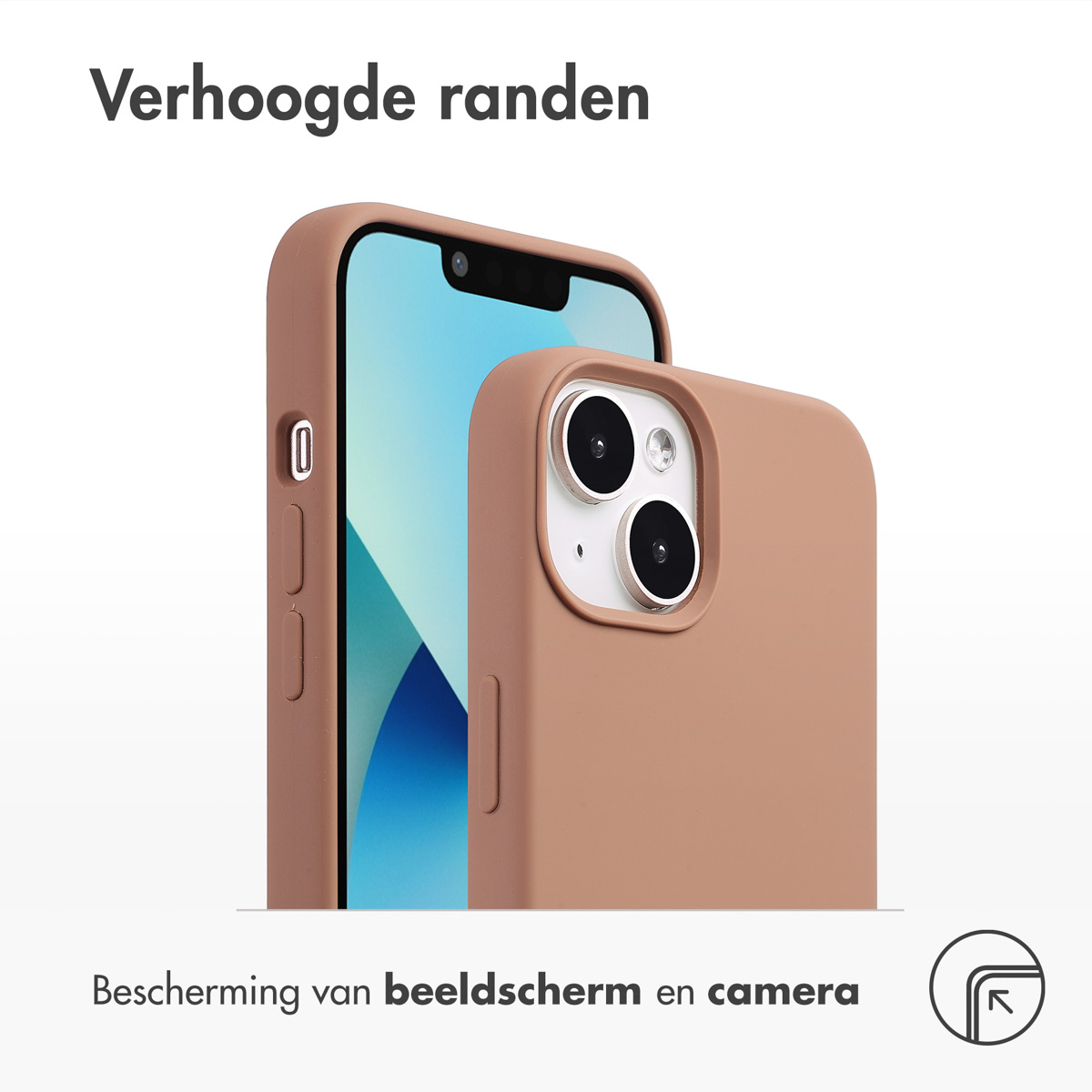 Accezz Liquid Silicone Backcover met MagSafe Apple iPhone 14 / 13 - Lichtbruin - Afbeelding 3