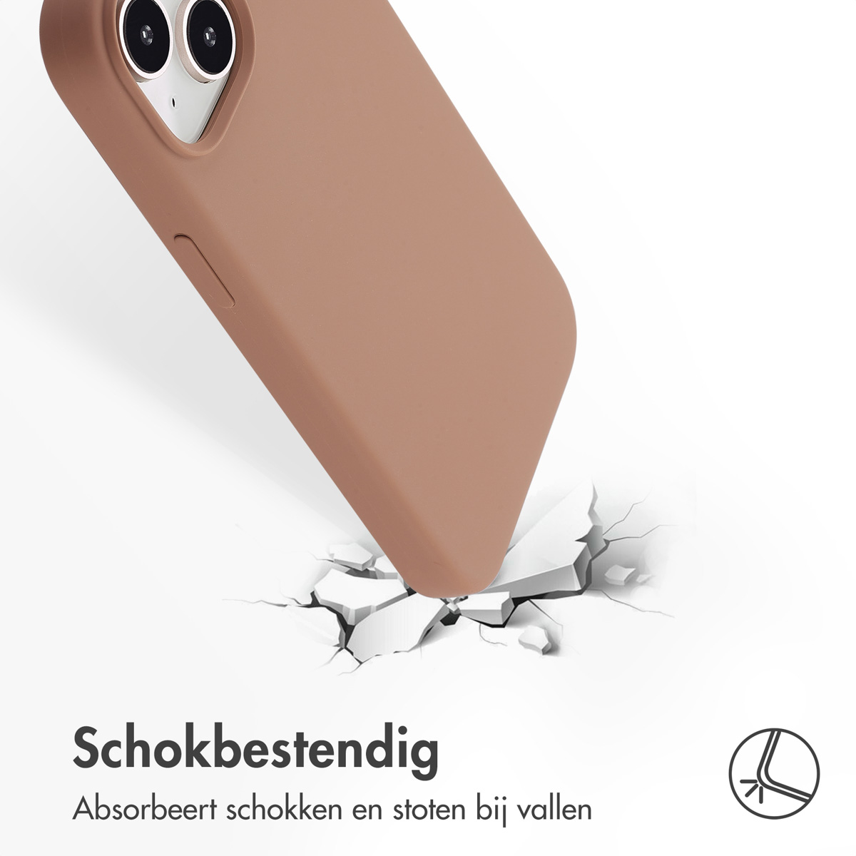 Accezz Liquid Silicone Backcover met MagSafe Apple iPhone 15 - Lichtbruin - Afbeelding 3