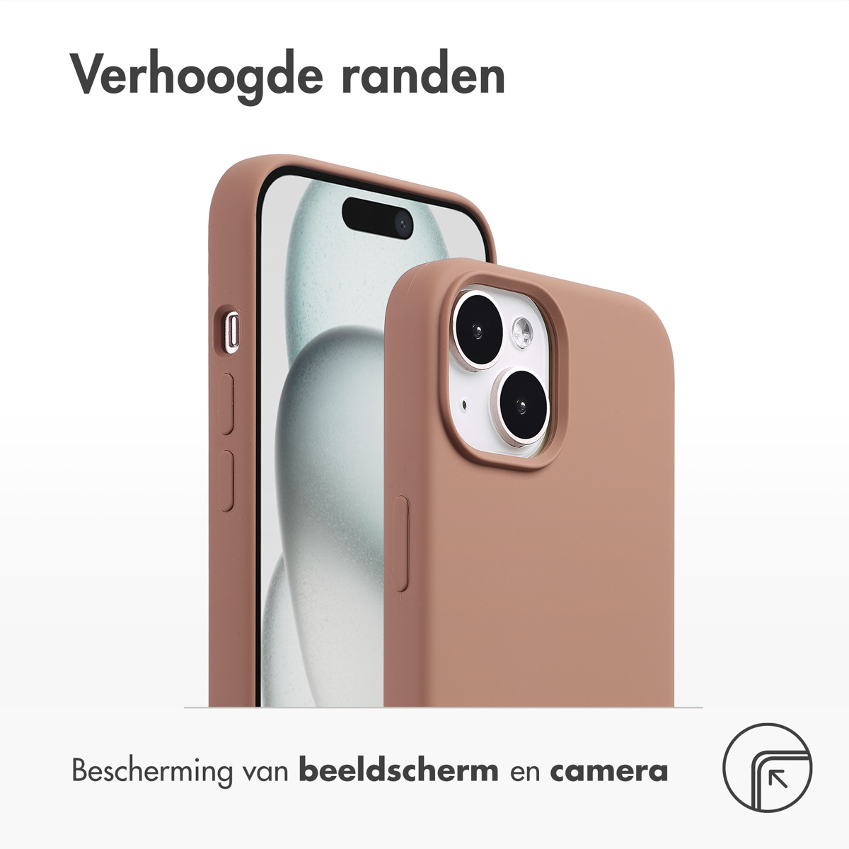 Accezz Liquid Silicone Backcover met MagSafe Apple iPhone 15 - Lichtbruin - Afbeelding 2