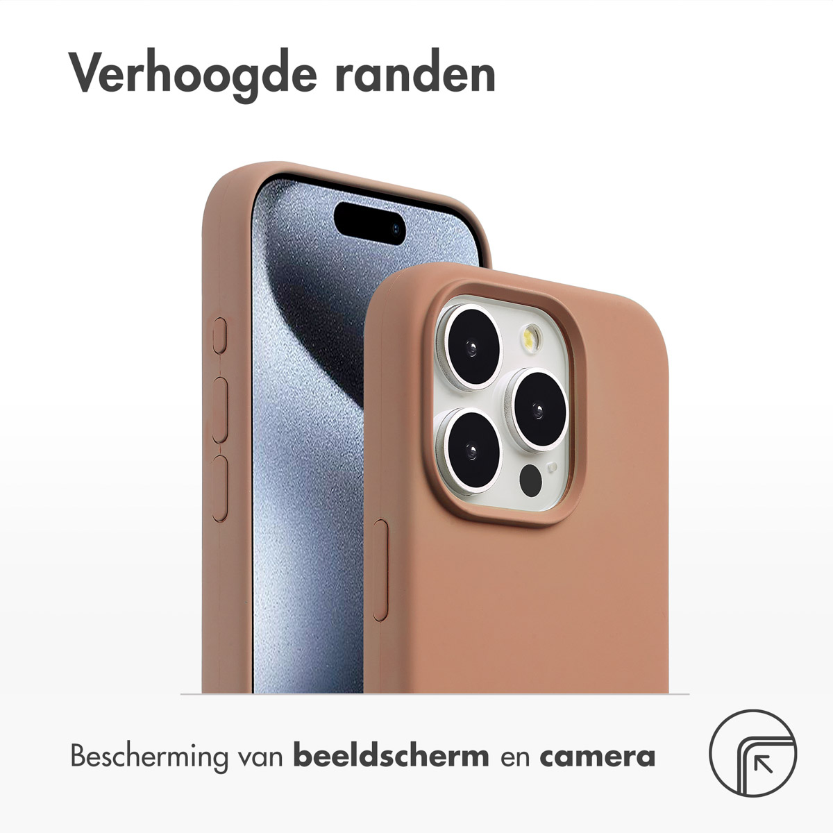 Accezz Liquid Silicone Backcover met MagSafe Apple iPhone 15 Pro Max - Lichtbruin - Afbeelding 2