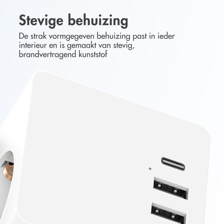 Accezz PowerCube | 6-in-1 - 1x USB-C + 2x USB-A + 3x stopcontact - 4000 watt - Wit - Afbeelding 9