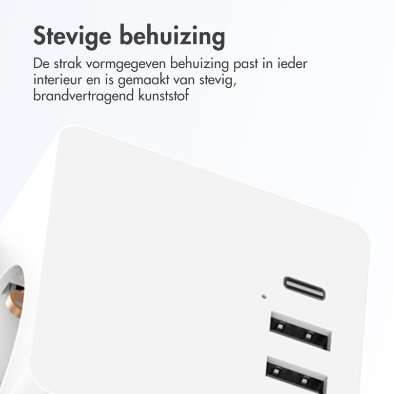 Accezz PowerCube | 6-in-1 - 1x USB-C + 2x USB-A + 3x stopcontact - 4000 watt - Wit - Afbeelding 9