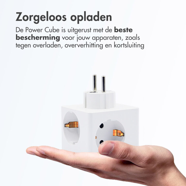 Accezz PowerCube | 6-in-1 - 1x USB-C + 2x USB-A + 3x stopcontact - 4000 watt - Wit - Afbeelding 6