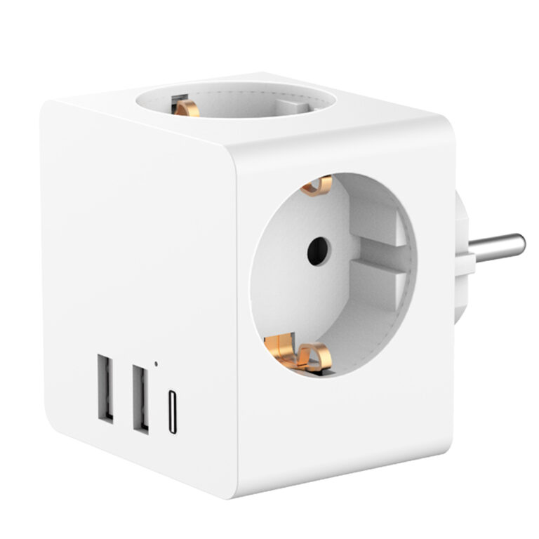 Accezz PowerCube | 6-in-1 - 1x USB-C + 2x USB-A + 3x stopcontact - 4000 watt - Wit - Afbeelding 4