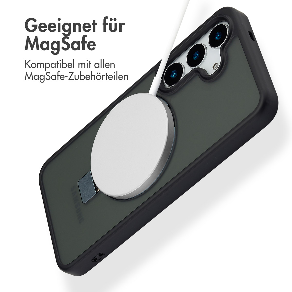 Accezz Ring Stand Backcover met MagSafe Samsung Galaxy S25 - Zwart - Afbeelding 5