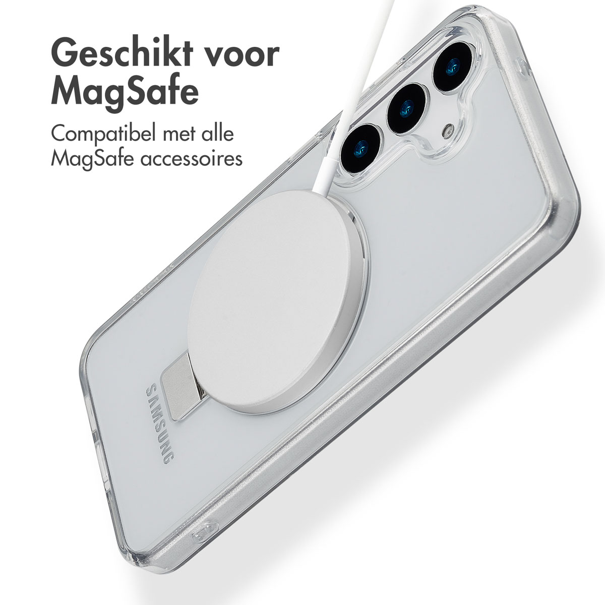 Accezz Ring Stand Backcover met MagSafe Samsung Galaxy S25 - Transparant - Afbeelding 4