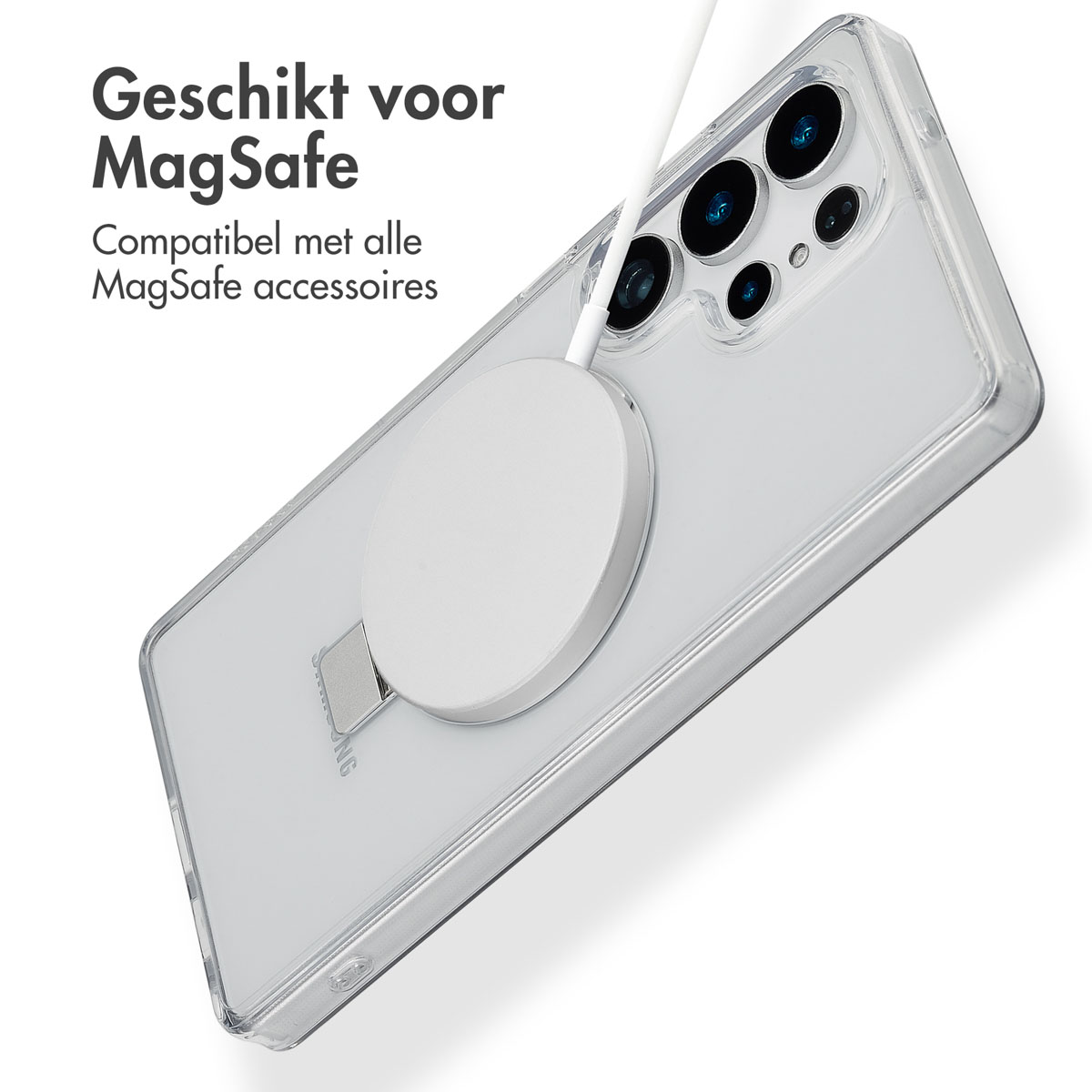 Accezz Ring Stand Backcover met MagSafe Samsung Galaxy S25 Ultra - Transparant - Afbeelding 4