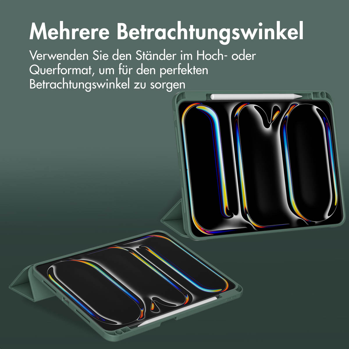Accezz Smart Silicone Bookcase Apple iPad Pro 11 (2025) M5 / (2024) M4 - Donkergroen - Afbeelding 9