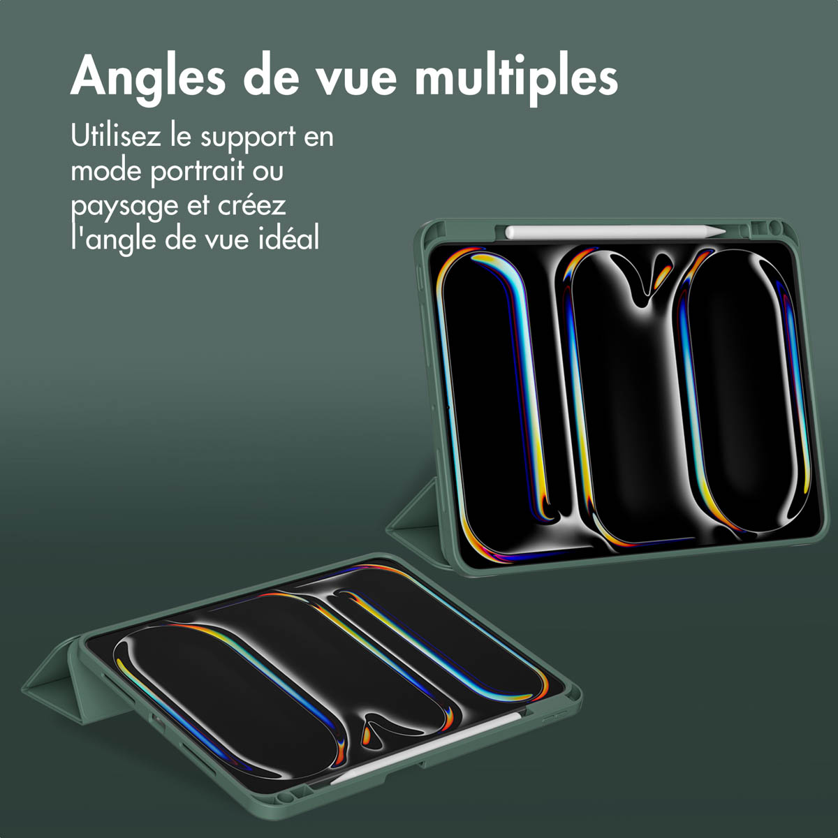 Accezz Smart Silicone Bookcase Apple iPad Pro 11 (2025) M5 / (2024) M4 - Donkergroen - Afbeelding 8