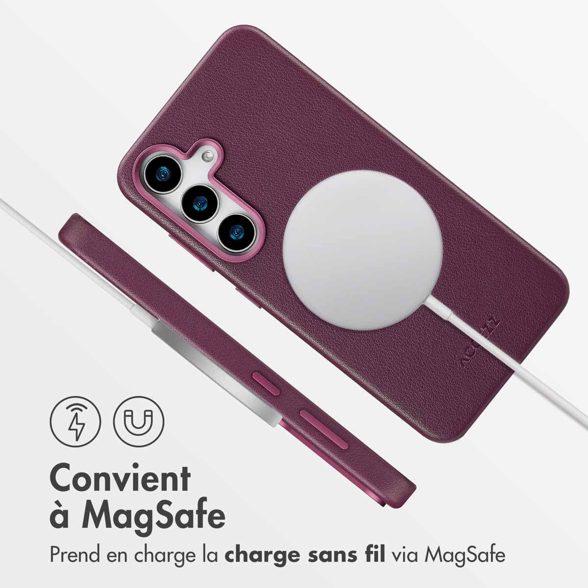 Accezz MagSafe Leather Backcover Samsung Galaxy S25 - Heath Purple - Afbeelding 7