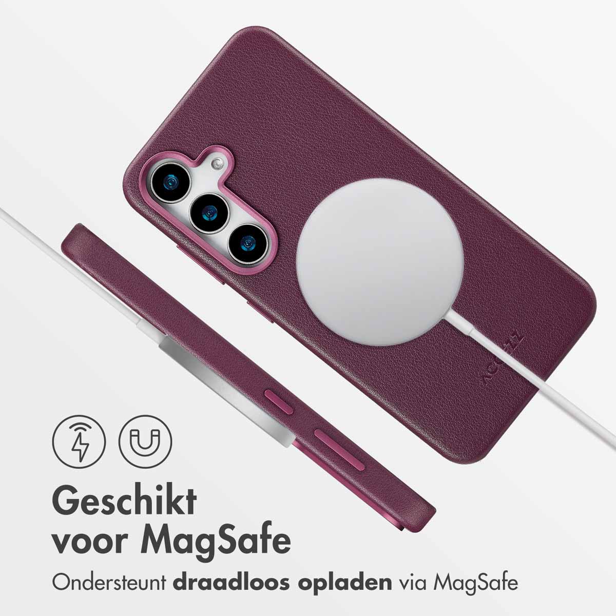 Accezz MagSafe Leather Backcover Samsung Galaxy S25 - Heath Purple - Afbeelding 8