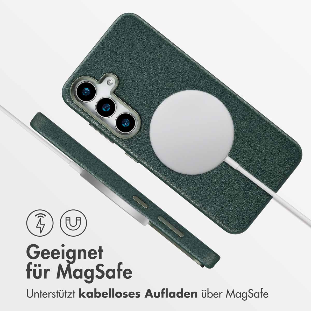 Accezz MagSafe Leather Backcover Samsung Galaxy S25 - Cedar Green - Afbeelding 9