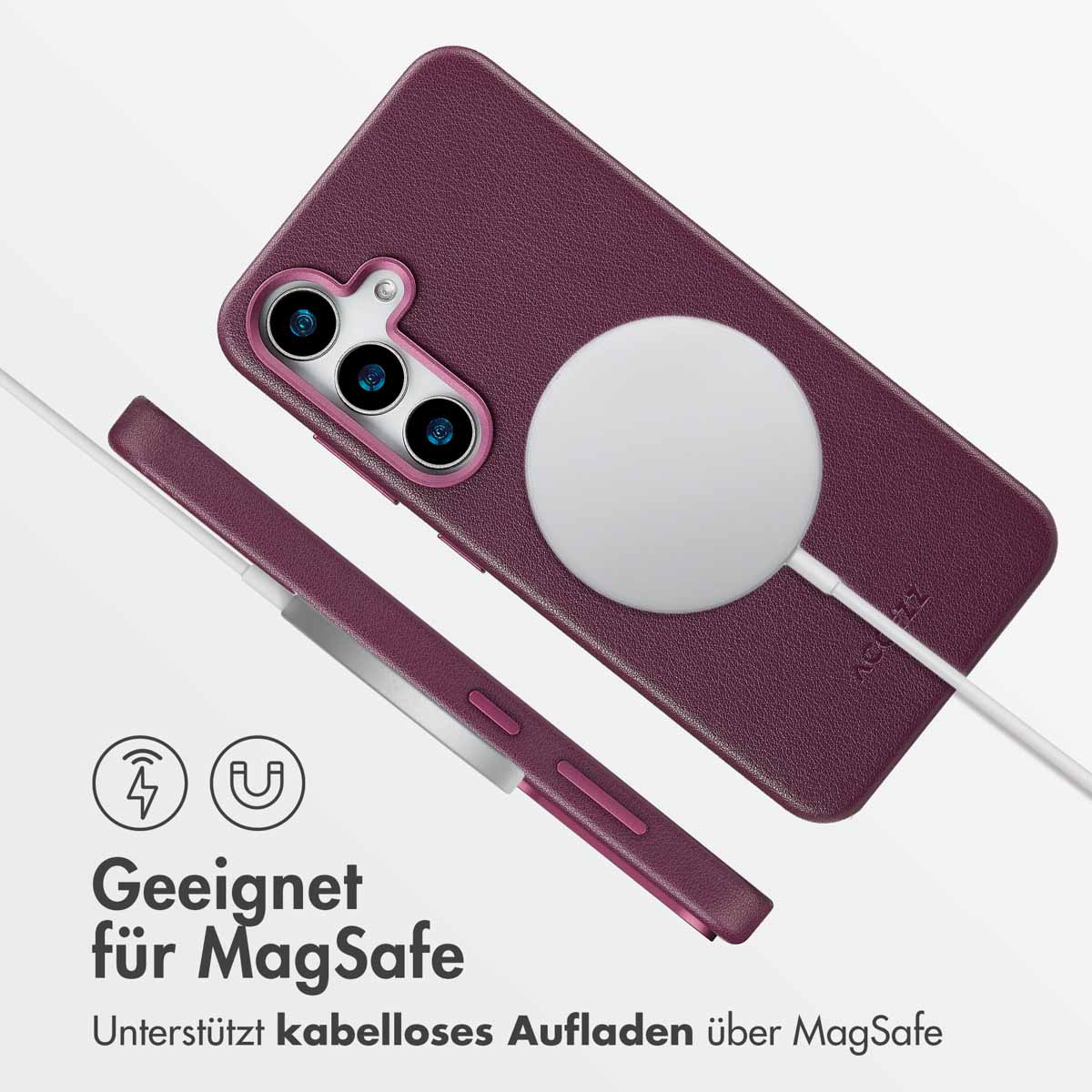 Accezz MagSafe Leather Backcover Samsung Galaxy S25 Plus - Heath Purple - Afbeelding 9