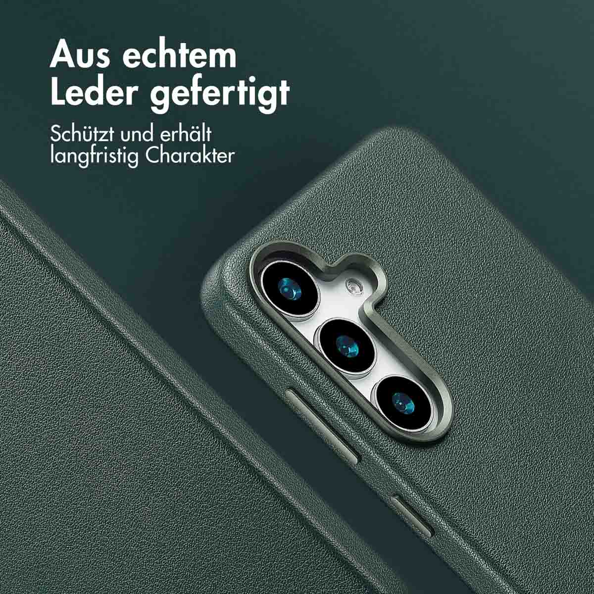 Accezz MagSafe Leather Backcover Samsung Galaxy S25 Plus - Cedar Green - Afbeelding 6