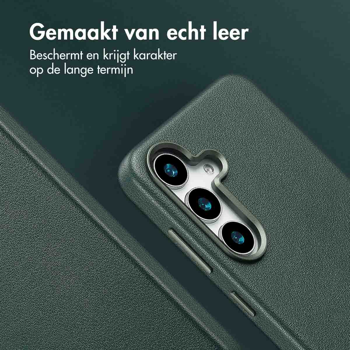 Accezz MagSafe Leather Backcover Samsung Galaxy S25 Plus - Cedar Green - Afbeelding 5