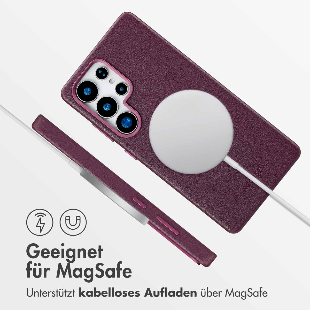Accezz MagSafe Leather Backcover Samsung Galaxy S25 Ultra - Heath Purple - Afbeelding 9