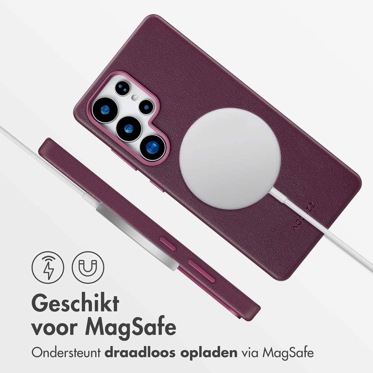 Accezz MagSafe Leather Backcover Samsung Galaxy S25 Ultra - Heath Purple - Afbeelding 8
