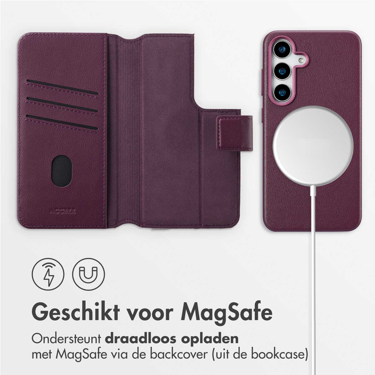 Accezz Leather Bookcase 2-in-1 met MagSafe Samsung Galaxy S25 - Heath Purple - Afbeelding 6