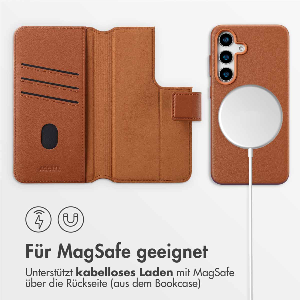 Accezz Leather Bookcase 2-in-1 met MagSafe Samsung Galaxy S25 - Sienna Brown - Afbeelding 6