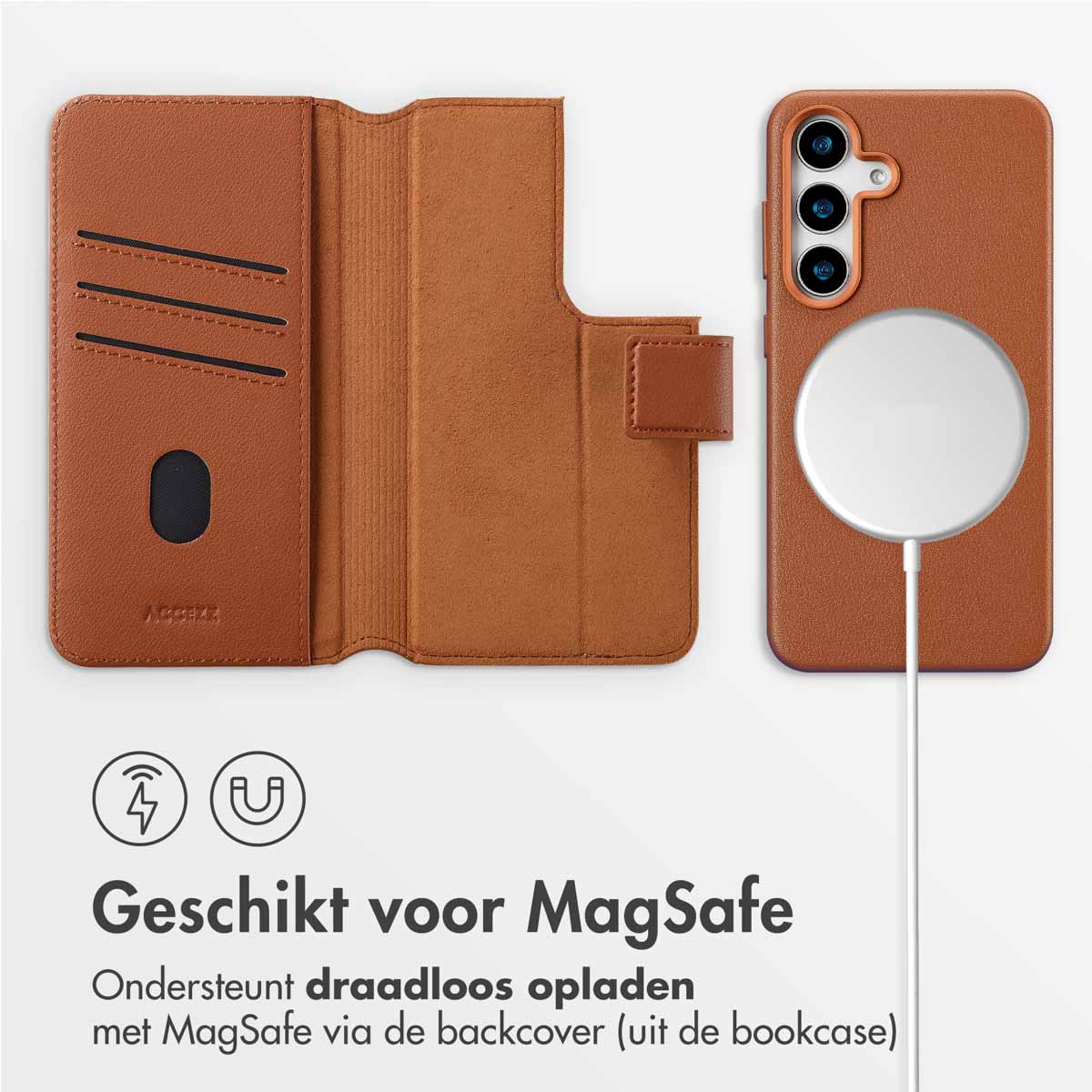 Accezz Leather Bookcase 2-in-1 met MagSafe Samsung Galaxy S25 - Sienna Brown - Afbeelding 4