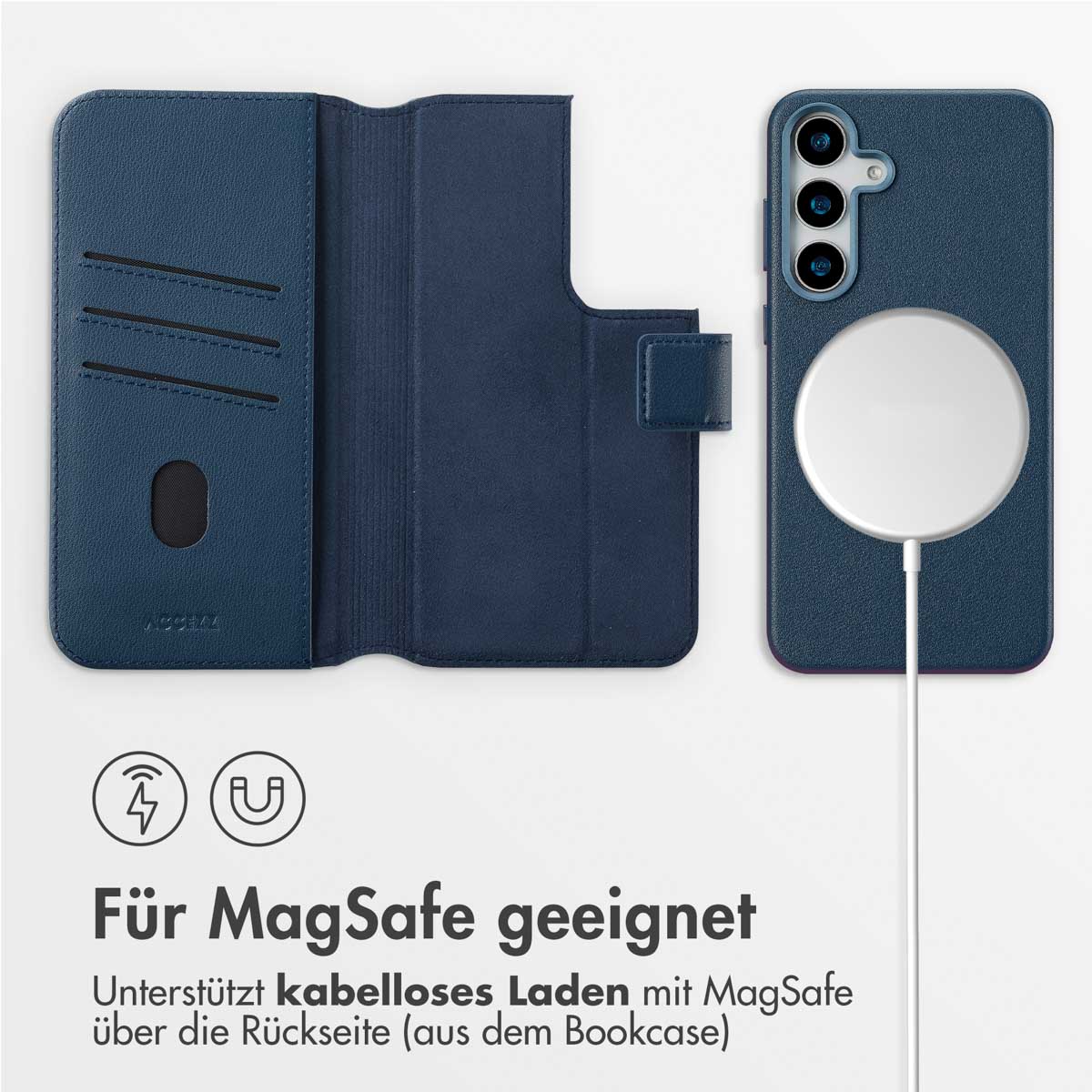 Accezz Leather Bookcase 2-in-1 met MagSafe Samsung Galaxy S25 Plus - Nightfall Blue - Afbeelding 6