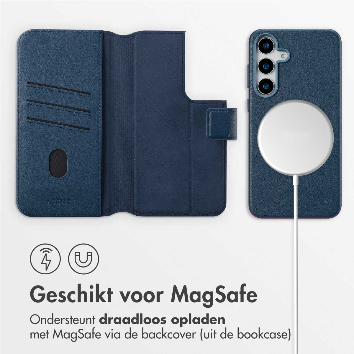 Accezz Leather Bookcase 2-in-1 met MagSafe Samsung Galaxy S25 Plus - Nightfall Blue - Afbeelding 5